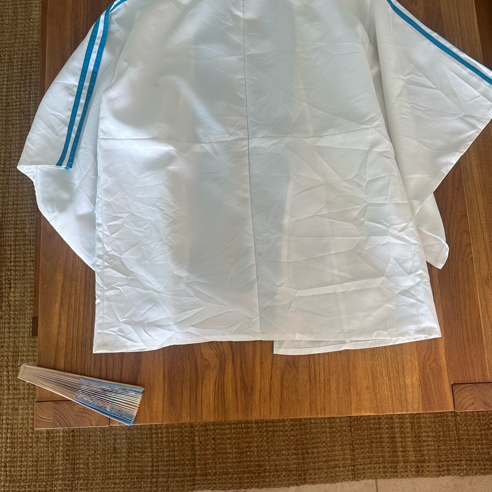 White Kimono Adidas Jacket with Teal Trim - Picture 8 of 16